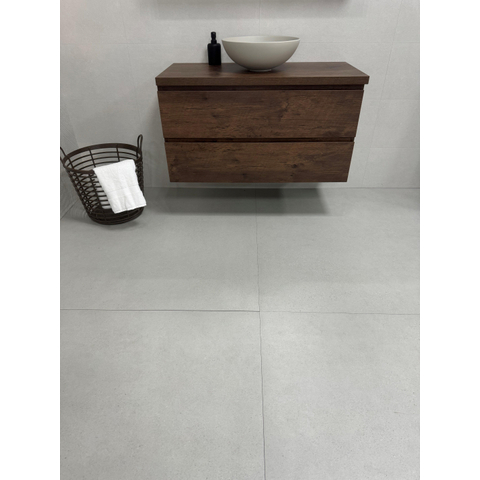 ÉCHANTILLON Terravito Melora carreau mural et de sol - 75x75cm - rectifié - effet béton - White mat (blanc) SW1131083