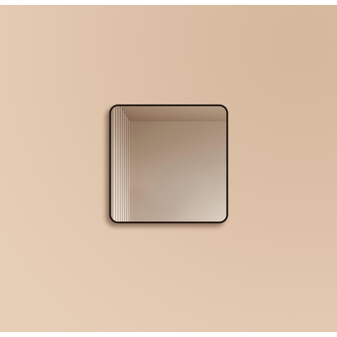 Saniclass Retro Line 2.0 Square Miroir carré 80x80cm arrondi cadre noir mat SW643418
