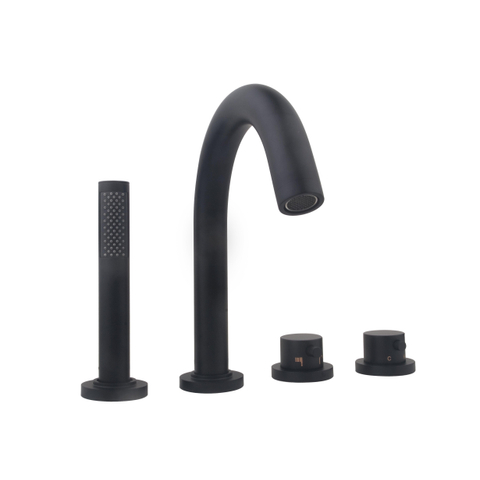 Wiesbaden Caral 4 trous mitigeur baignoire thermostatique kit de finition avec partie encastrable noir SW377882