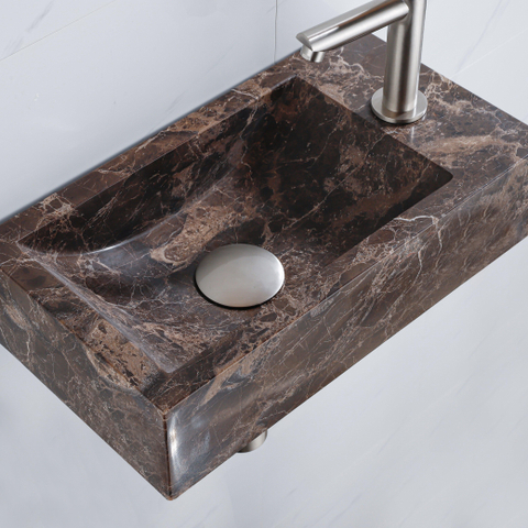 Saniclass Fuente fonteinset – rechthoekig – 40x22x10 cm – natuursteen antraciet – kraan geborsteld RVS SW1445947