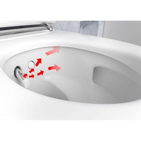 Geberit AquaClean Mera Comfort WC lavant – siège chauffant & séchage à air chaud – avec commande murale – blanc, cache design chromé SW1595397