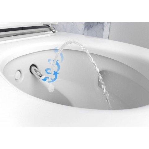 Geberit AquaClean Mera Comfort WC lavant – siège chauffant & séchage à air chaud – avec commande murale – blanc, cache design chromé SW1595397