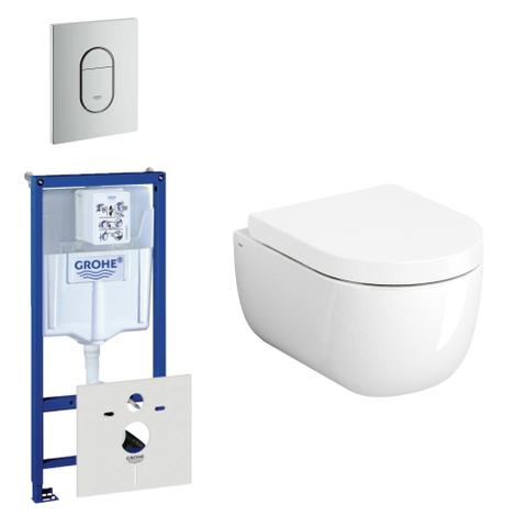 Clou Hammock Compact Toiletset - inbouwreservoir - wandtoilet - softclose - quickrelease - bedieningsplaat verticaal -mat chroom SW159216