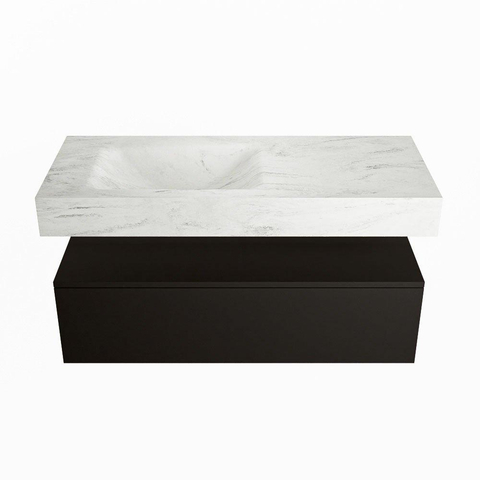 Mondiaz ALAN-DLUX Ensemble de meuble - 110cm - meuble Urban mat - 1 tiroir - Lavabo Cloud Opalo suspendu - vasque Gauche - 1 trou de robinet SW806415