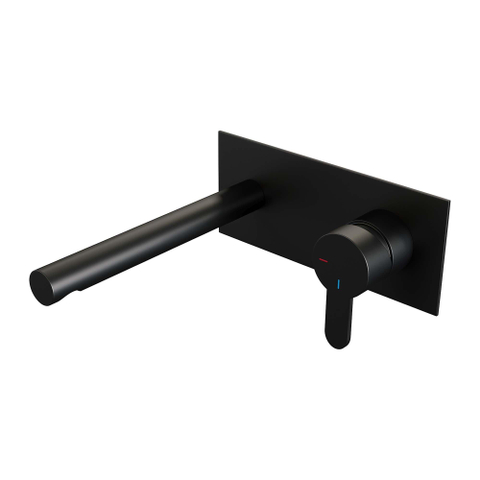 BRAUER Black Edition Mitigeur de lavabo encastré - bec droit à gauche - levier plat étroit - y compris partie encastrée - plaque de recouvrement - modèle D 1 - noir mat SW385403
