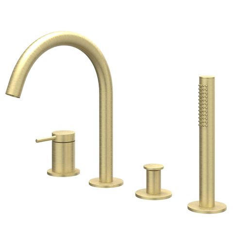IVY Bond Combinaison bord de baignoire - 4 voies - mitigeur - bec orientable - douchette extractible - or mat brossé PVD SW1031133