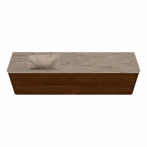 Mondiaz CIRO-DLUX Ensemble de meubles de salle de bains - 190x45x50cm - Plan-vasque solid surface Arena - 1 vasque à gauche - 1 perçage pour robinet - 4 tiroirs - Ruby SW1531746