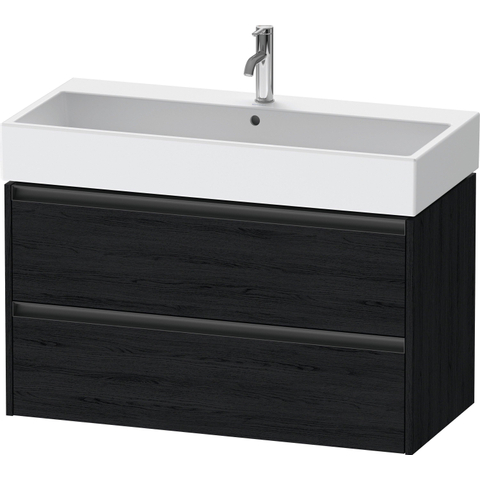 Duravit Ketho.2 Wastafelonderbouwkast - met 2 laden - 98.4x46x54.9cm - met grepen antraciet - eiken zwart mat SW772007