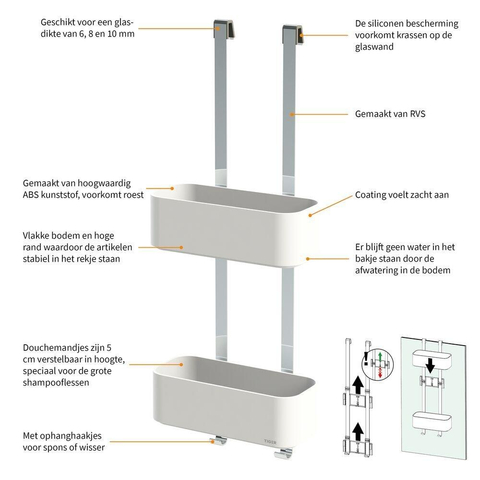 Tiger 2 Store Étagère de douche suspendue 25cm Blanc SW544569