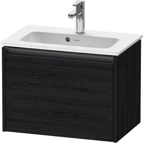 Duravit Ketho.2 Wastafelonderbouwkast - met 1 lade - 61x39x44cm - met greep antraciet - eiken zwart mat SW772836