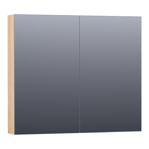 BRAUER Impress spiegelkast – 80x70x15 cm – 2 deuren, dubbelzijdige spiegeldeuren – Eiken naturel SW392925