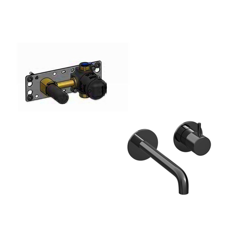 Hotbath Cobber Inbouwwastafelkraan - inbouwdeel - 18cm uitloop - PBP Gepolijst zwart PVD SW1592863