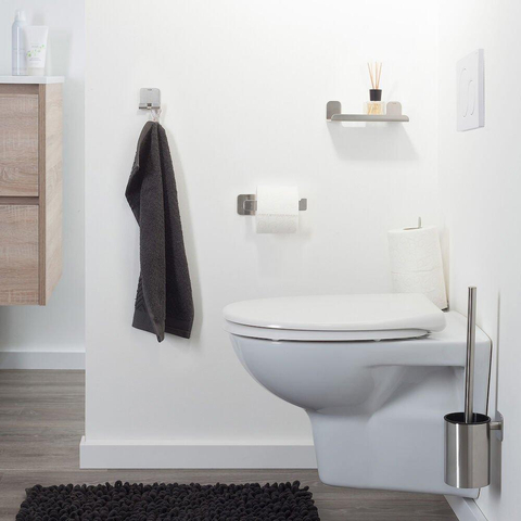 Tiger Colar Toilet Accessoireset - toiletrolhouder - zonder klep - toiletborstelhouder - handdoekhaak - zelfklevend - geborsteld RVS SW877231