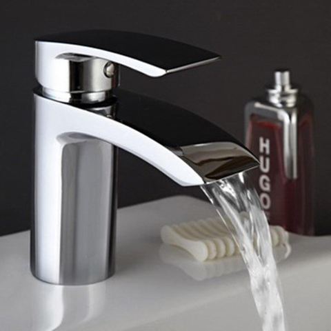 Crosswater Flow Wastafelkraan - met waterval - 1 gats - met klikwaste - hoogglans chroom SW73304