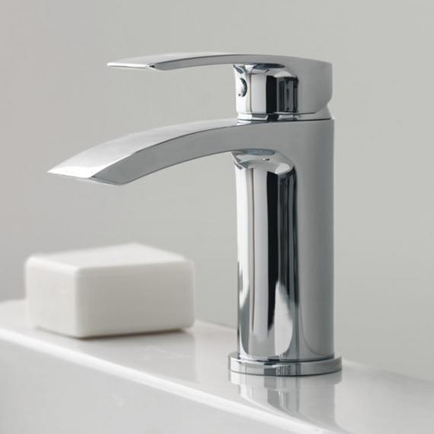 Crosswater Flow Wastafelkraan - met waterval - 1 gats - met klikwaste - hoogglans chroom SW73304