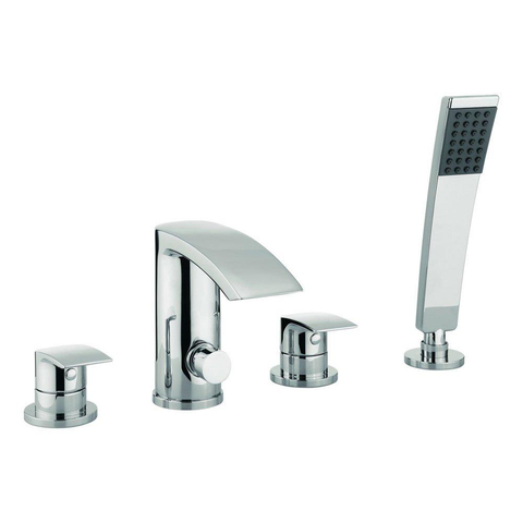 Crosswater Flow mitigeur bain sur gorge - 4 trous - thermostatique - avec douchette - chromé SW104423
