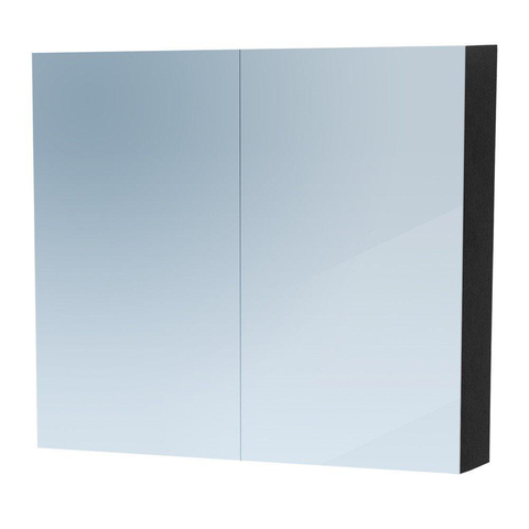 Saniclass Dual Spiegelkast - 80x70x15cm - 2 links- rechtsdraaiende spiegeldeur - MFC - black wood SW242128