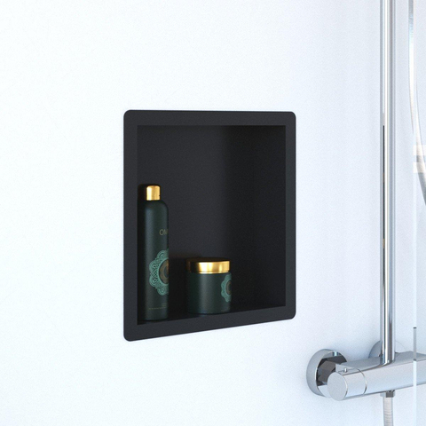 Saniclass Hide Niche de salle de bains 30x30x10cm inox avec cadre à encastrer Noir mat SW499593