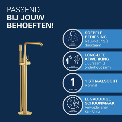 Grohe Essence New Afbouwdeel vrijstaande badkraan - omstel - draaibare uitloop 27.7cm - handdouche - doucheslang - brushed cool sunrise (goud) SW98813