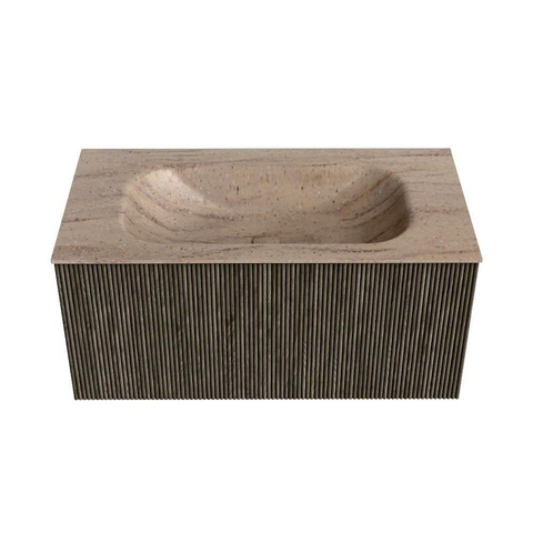 MONDIAZ KURVE-DLUX 90cm badmeubel kleur Shadow met 1 lade en 0 deuren. Wastafel BIG SMALL Midden zonder kraangat Saba. SW1433422