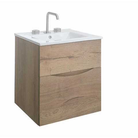 Crosswater Glide II Wastafelonderkast - 50x45x52cm - 2 lades - greeploos - eiken SW487200