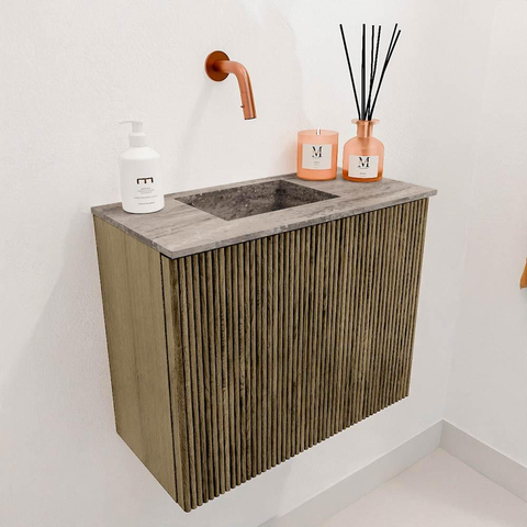 Mondiaz JOYA-DLUX 50cm meuble de toilette - couleur Dusk - Vasque FAYE position Gauche Sans trou de robinet couleur Oza. SW1425977