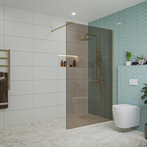 Fortifura Galeria Douche à l'italienne - 120x200cm - verre fumé - Laiton brossé SW876916