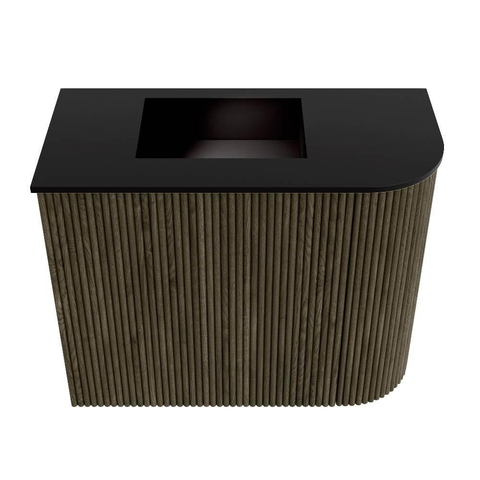 Mondiaz JOYA Meuble de toilette 51,6cm - arrondi droit couleur Shadow - Lavabo FAYE position Gauche 1 trou de robinet couleur Urban SW1421499