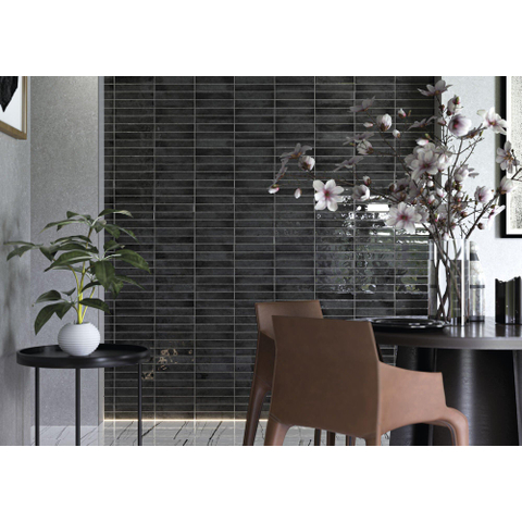 ÉCHANTILLON Terravito Dorelia carreau mural - 5x25cm - Anthracite brillant (anthracite) SW1130594