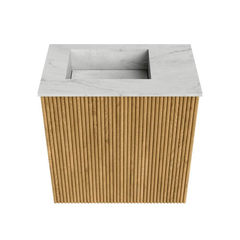 Mondiaz JOYA-DLUX 40cm toiletmeubel - kleur Oak - Wastafel FAYE positie Links Zonder kraangat kleur Opalo. SW1422145