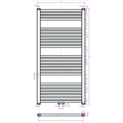 Royal Plaza Sorbus r radiator 60x120 n25 617w recht met midden aansluiting grijs metallic GA30957