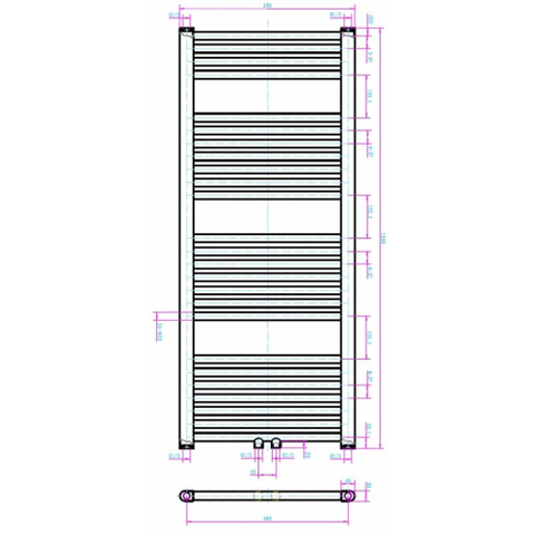 Royal Plaza Sorbus R radiator 50x120cm 420 watt recht met midden aansluiting wit GA30904