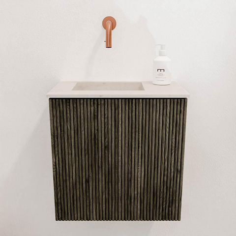 Mondiaz JOYA-DLUX 40cm toiletmeubel - kleur Shadow - Wastafel FAYE positie Links Zonder kraangat kleur Meli. SW1424865