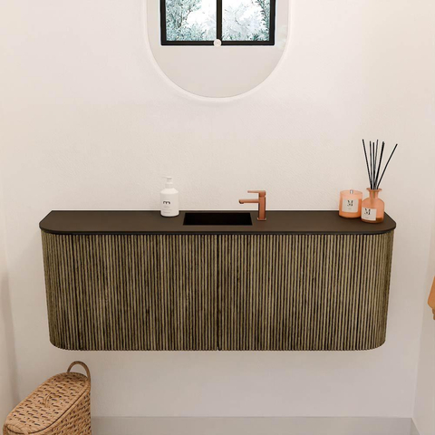Mondiaz JOYA 113.2cm toiletmeubel - ronding links en rechts kleur Dusk - Wastafel FAYE positie Midden 1 kraangat kleur Urban. SW1421689