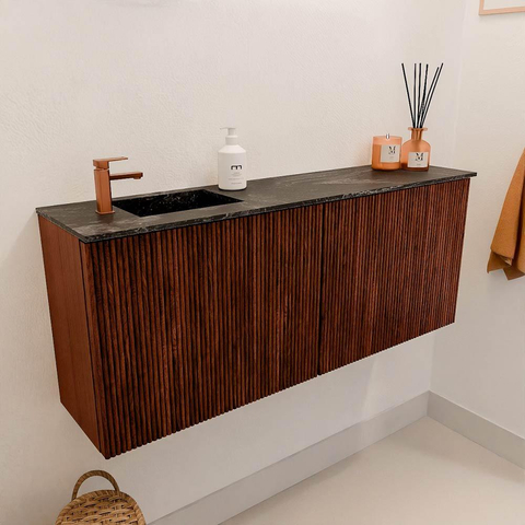 Mondiaz JOYA-DLUX 100cm toiletmeubel - kleur Ruby - Wastafel FAYE positie Links 1 kraangat kleur Lava. SW1423633
