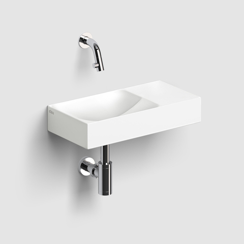 Clou Vale lavabos céramique lave-mains 38x19x7cm sans trou de robinet à droite Blanc mat SW451453