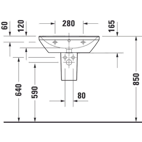 Duravit D-Neo wastafel met wondergliss 60x44x16.5cm 1 kraangat rechthoek Keramiek Wit SW640440