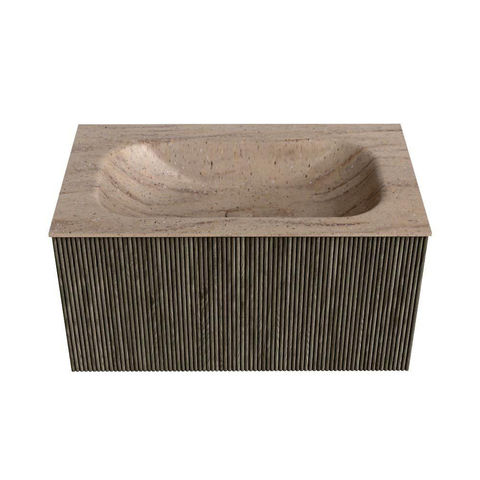 MONDIAZ KURVE-DLUX Meuble de salle de bains 80 cm couleur Shadow avec 1 tiroir et 0 porte. Lavabo BIG SMALL Central sans trou de robinet Saba. SW1433412