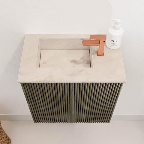 Mondiaz JOYA-DLUX Meuble de salle de bains 40cm - couleur Shadow - Vasque FAYE position Gauche 1 trou de robinet couleur Frappe. SW1422685