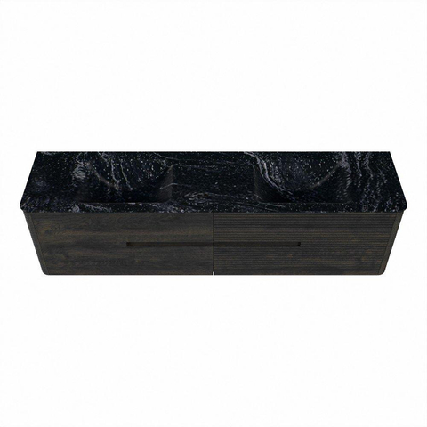 Mondiaz CIRO-DLUX Ensemble de meuble de salle de bains - 190x45x50cm - Lavabo en solid surface Lava - 2 vasques double - 2 trous de robinet - 4 tiroirs - Shadow SW1532506