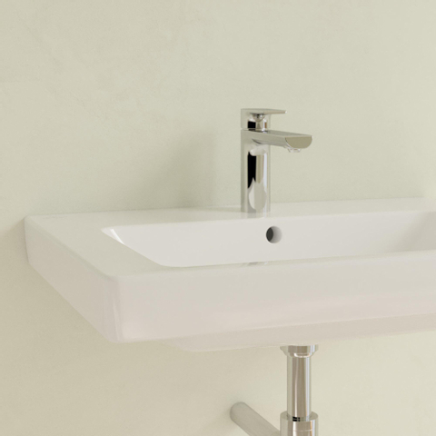 Villeroy & Boch Subway 2.0 wastafel - geslepen - 65x47cm - met kraangat - met overloop CeramicPlus - White Alpine (glans wit) 1025019