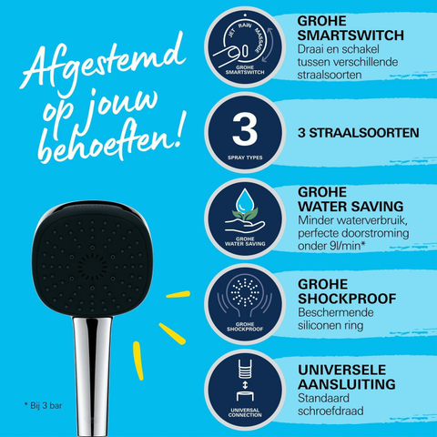 Grohe Vitalio Comfort QuickFix Handdouche - diameter 11cm - 3 straalsoorten - 8.0l/min - chroom SW1028122