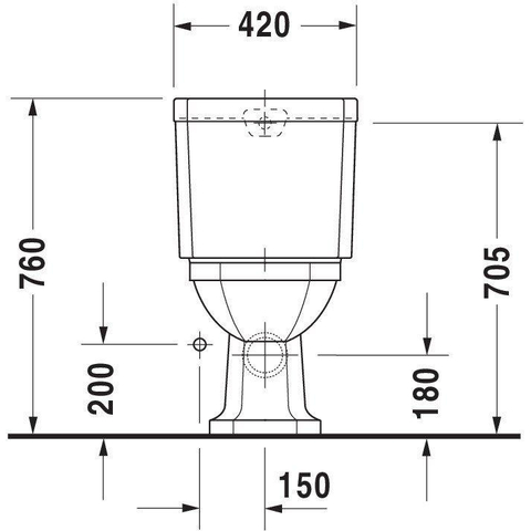 Duravit Serie 1930 toilette au sol 38x39x65cm réservoir apparent sans réservoir à chasse directe PK blanc 0293318