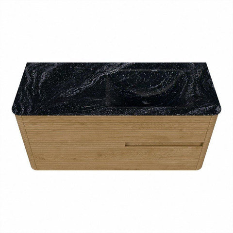 Mondiaz CIRO-DLUX Ensemble de meubles de salle de bains - 110x45x50cm - Lavabo solid surface Lava - 1 vasque à droite - 1 trou de robinet - 2 tiroirs - Chêne SW1531104