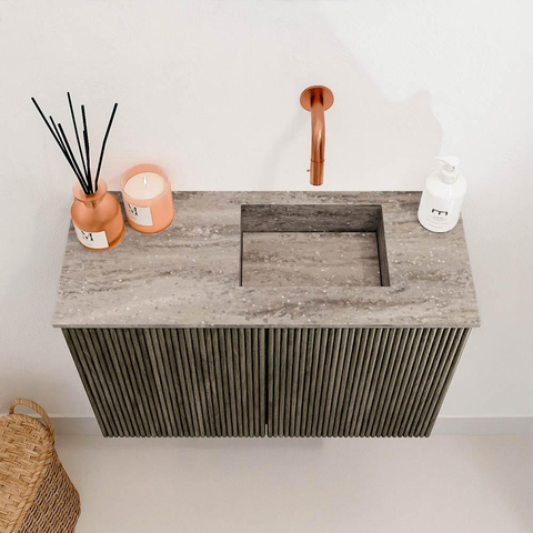 Mondiaz JOYA-DLUX Meuble de toilette 60cm - couleur Shadow - Vasque FAYE position Droite Sans trou de robinet couleur Oza SW1425021
