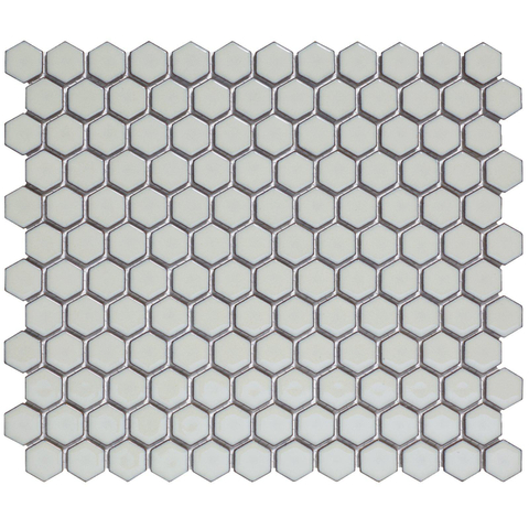 The Mosaic Factory Barcelona mozaïektegel - 26x30cm - 6mm - hexagon - glans soft grey (grijs) SW207142