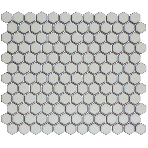 The Mosaic Factory Barcelona Carrelage mosaïque hexagonal 26x30cm porcelaine verni Gris doux avec bord rétro SW207142