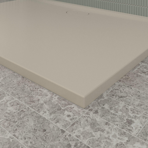 Villeroy & Boch Ecora douchebak - 140x100x3.5cm - afvoer lange zijde - almond (beige) SW1559000