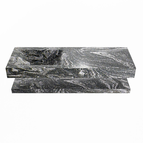 Mondiaz ALAN-DLUX Ensemble de meuble - 130cm - meuble Lava mat - 0 tiroirs - Lavabo Cloud Lava suspendu - vasque Gauche - 0 trous de robinet SW808958