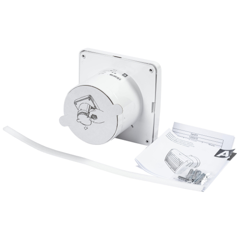 Sanivesk Standaard Ventilateur - Ø10 - Silencieux - Minuterie - Sur interrupteur (lumière) - Carré - Blanc SW1212658